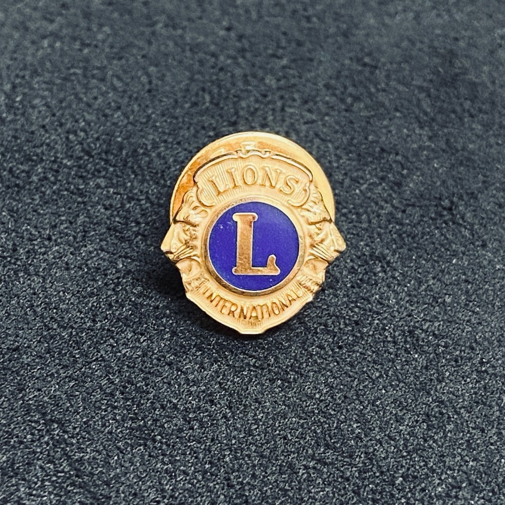 Genuine Vintage Lions Clubs International Gold and Blue Emblem Pin